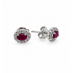 Pre Owned 18ct White Gold Ruby and Diamond Stud Earrings ZC57